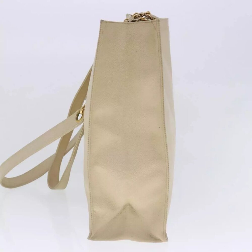CHANEL COCO Mark Chain Tote Bag Caviar Skin Beige Gold CC Auth - Picture 13 of 16